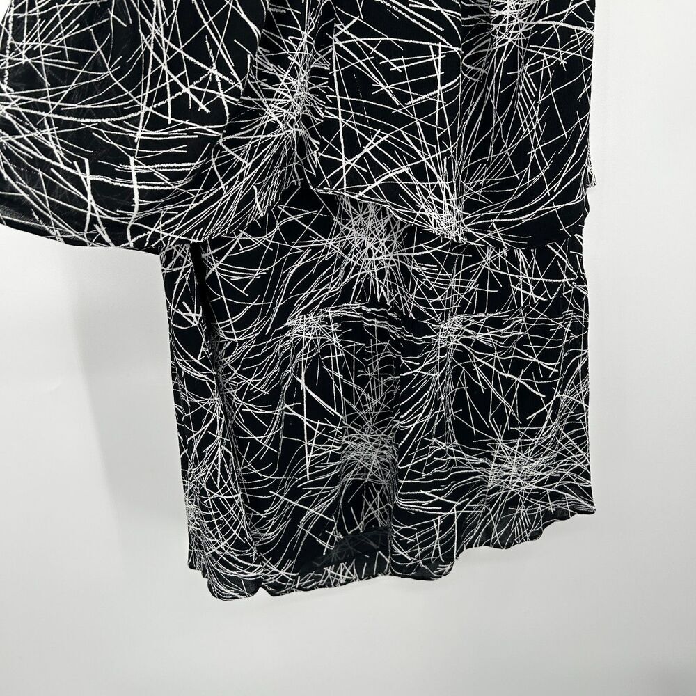 DIANE VON FURSTENBERG Black White Tiered Light Halter Mini Shift Dress Medium - Picture 7 of 9
